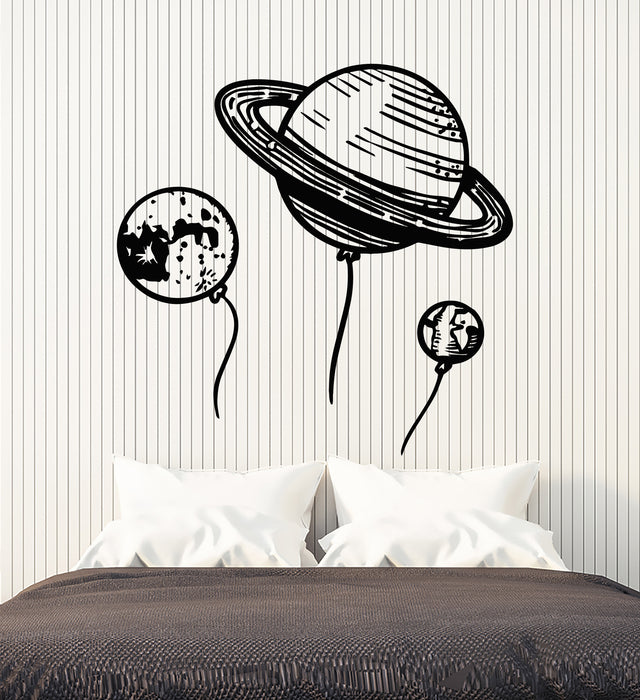 Vinyl Wall Decal Cartoon Space Universe Planets Kids Bedroom Stickers Mural (g2567)