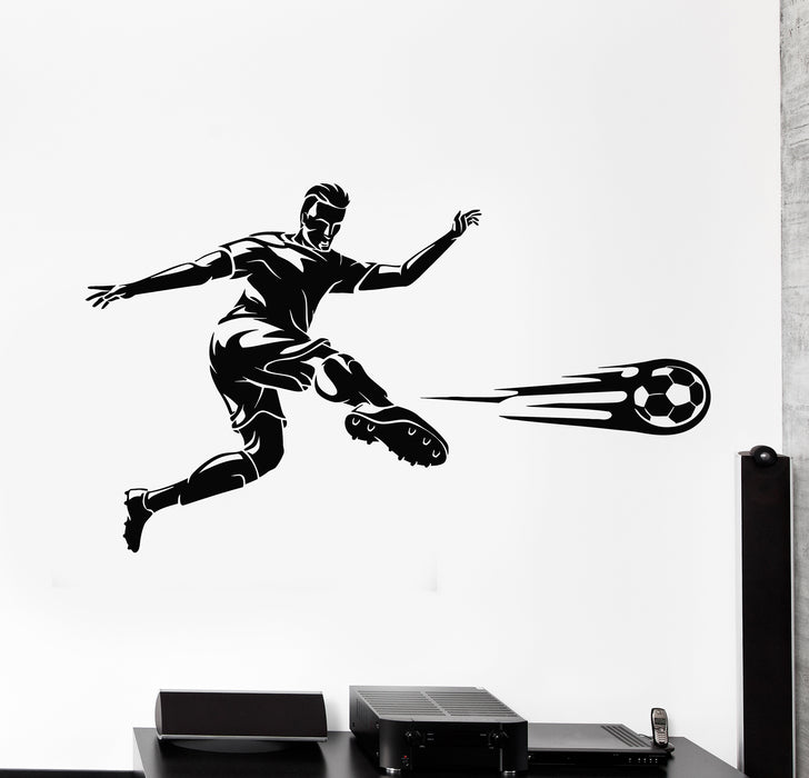 Vinyl Wall Decal Soccer Player Man Sports Fan Ball Football Stickers Mural (g1037)