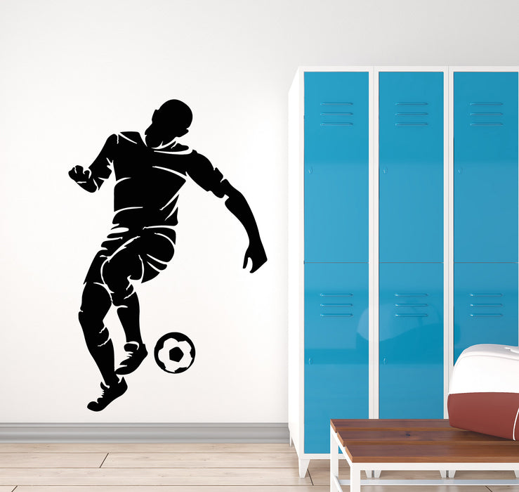Vinyl Wall Decal Silhoutte Soccer Player Ball Teen Room Sport Stickers Mural (g939)