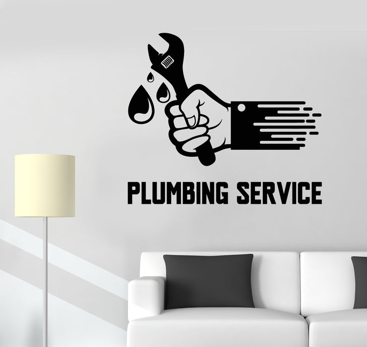 Vinyl Wall Decal Plumbing Service Worker Hand Plumber Repair Stickers Mural (g7365)