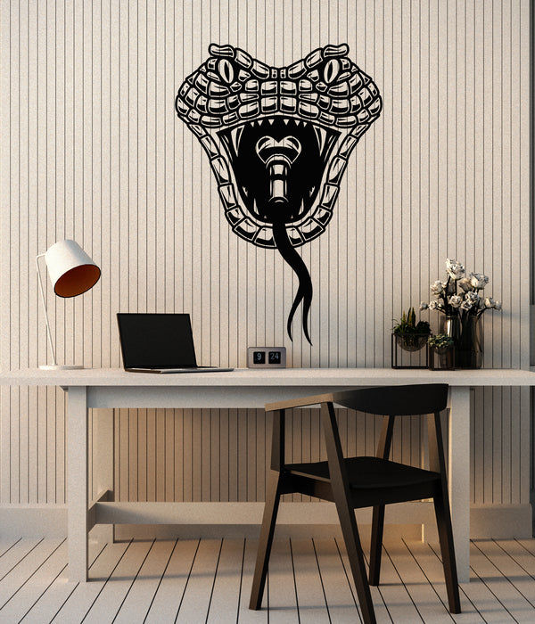 Vinyl Wall Decal Poisonous Snake Cobra Head Tribal Reptile Stickers Mural (g6605)