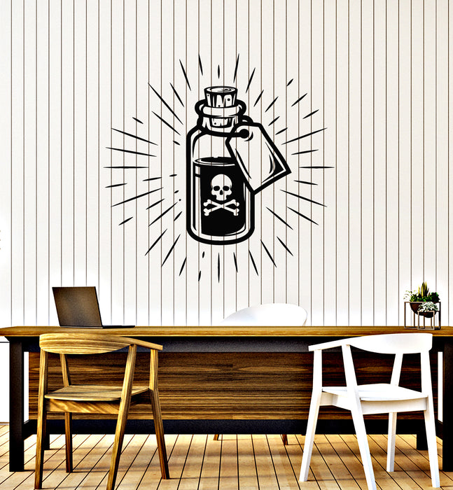 Vinyl Wall Decal Skull Bone Vial Of Poison Glass Bottle Venom Stickers Mural (g7881)