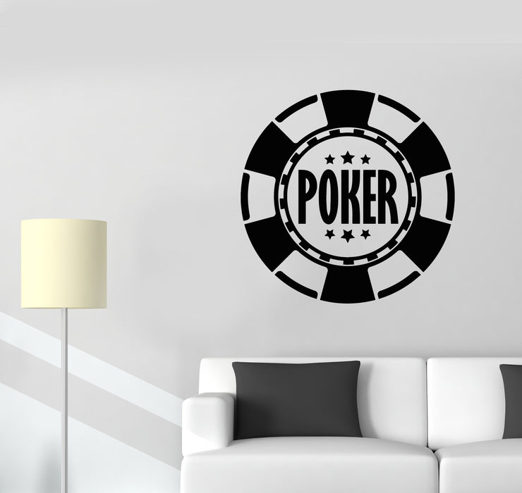 Vinyl Wall Decal Gambling Poker Chip Casino House Decor Stickers Mural (g2451)