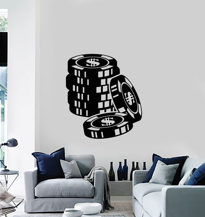 Vinyl Wall Decal Poker Casino Gambler Chips Gambling House Stickers Mural (g485)