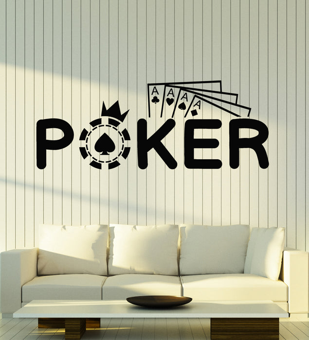 Vinyl Wall Decal Four Aces Poker Cards Gambling Ace Casino Stickers Mural (g7548)