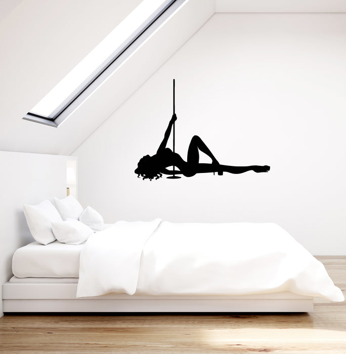 Autocollant mural en vinyle Pole Dance Girl Silhouette Striptease Décoration pour adulte Autocollants d'intérieur Mural (ig5989)