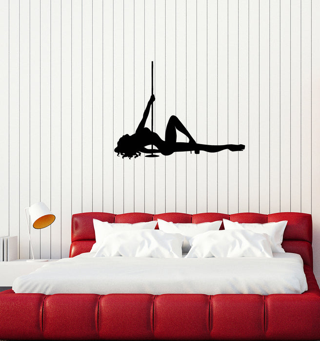 Autocollant mural en vinyle Pole Dance Girl Silhouette Striptease Décoration pour adulte Autocollants d'intérieur Mural (ig5989)