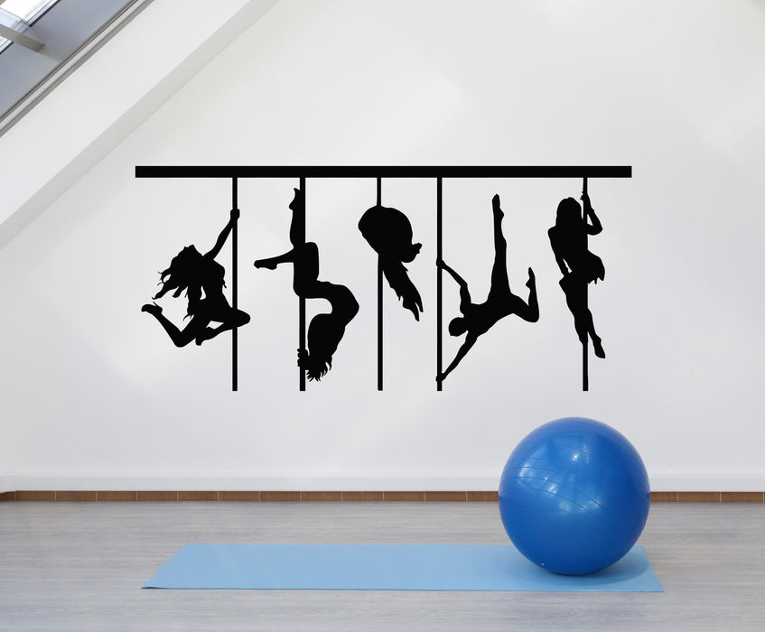Vinyl Wall Decal Pole Dance Silhouette Sexy Woman Dancers Stickers Mural (g1685)