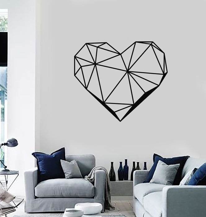 Polygonal Heart Vinyl Wall Decal Romantic Decor Geometric Art Stickers Mural (ig5336)