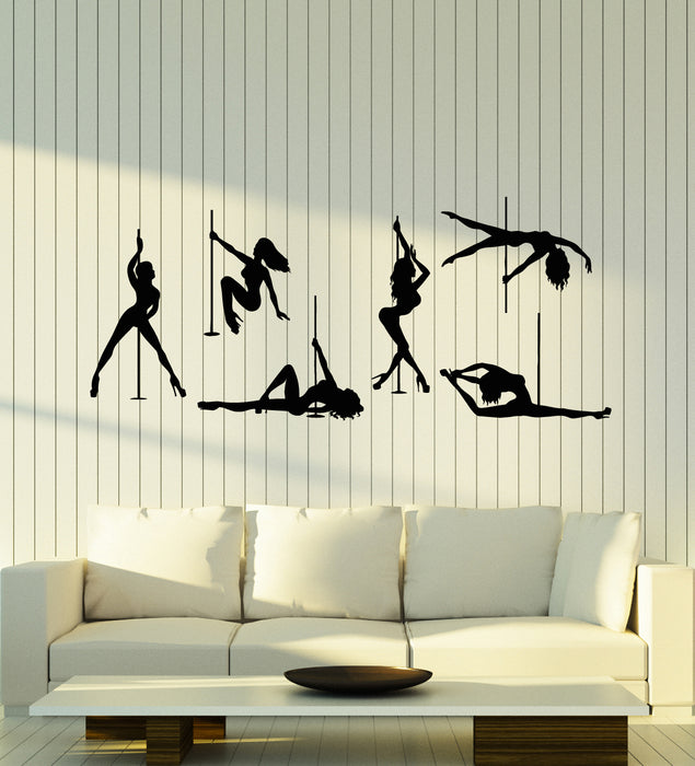 Vinyl Wall Decal Striptease Pool Dance Stripper Naked Sexy Girls Stickers Mural (g1948)