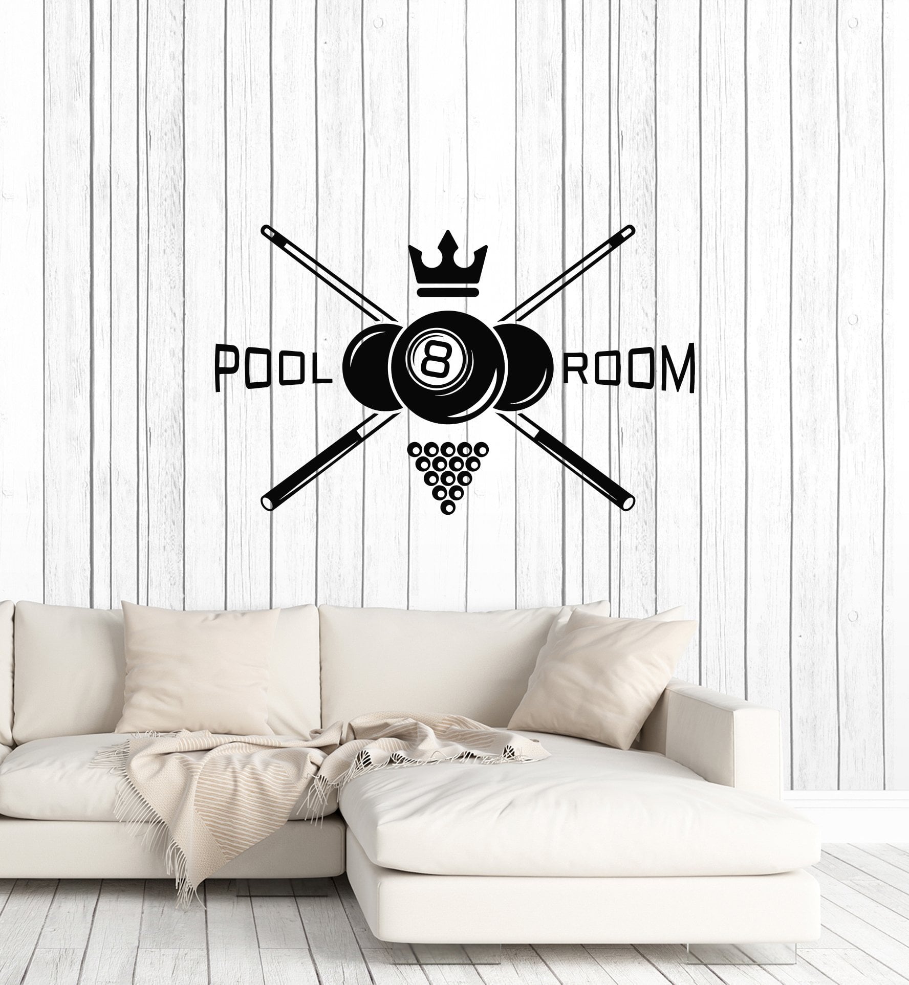 Vinyl Wall Decal Pool Room Billiard Poolroom Interior Idea Art Sticker ...