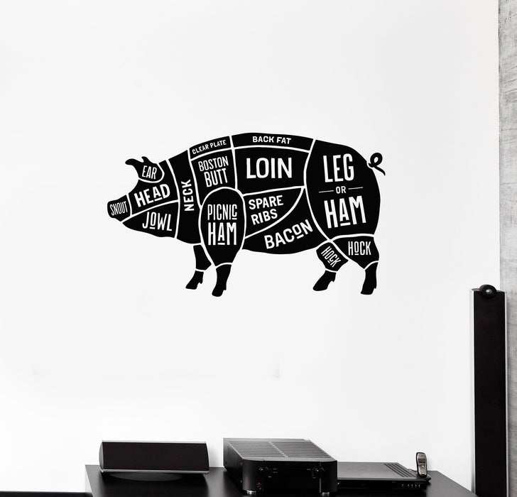 Vinyl Wall Decal Pork Cut of Meat Guide Butcher Shop Stickers Mural (ig5251)