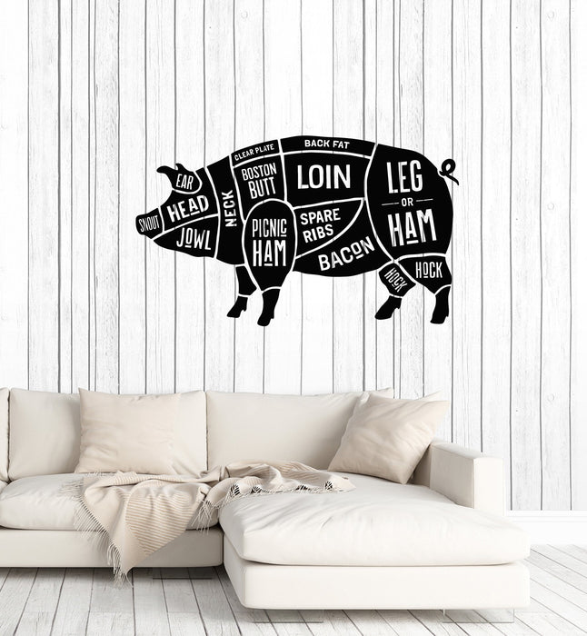 Vinyl Wall Decal Pork Cut of Meat Guide Butcher Shop Stickers Mural (ig5251)