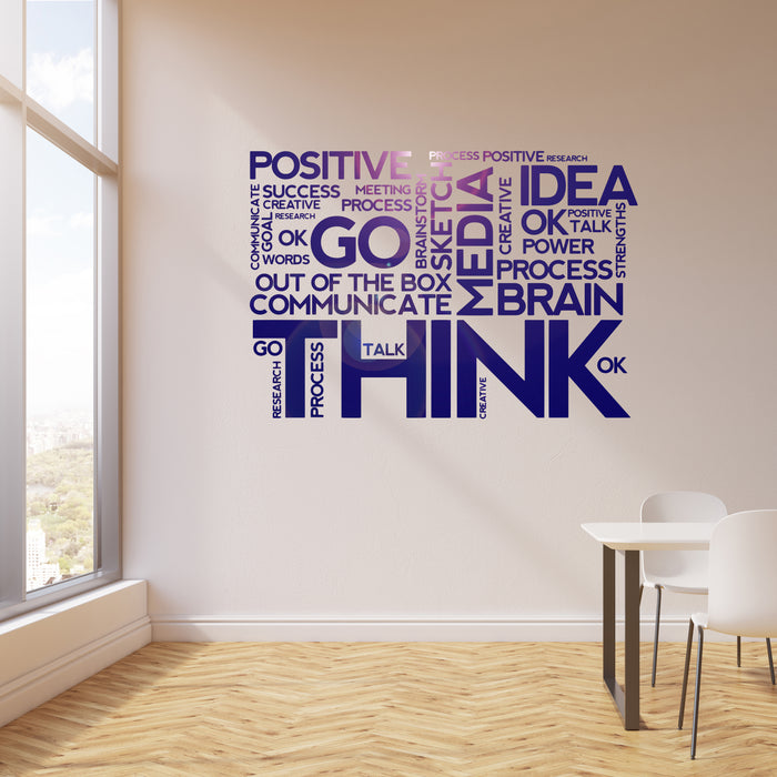 Vinyl Wall Decal Think Positive Thinking Idea Words Office Room Space Stickers Mural (ig6260)