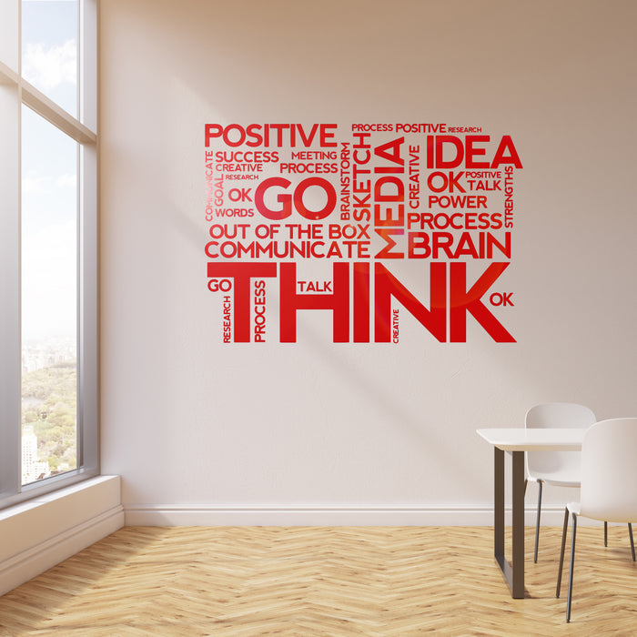 Vinyl Wall Decal Think Positive Thinking Idea Words Office Room Space Stickers Mural (ig6260)