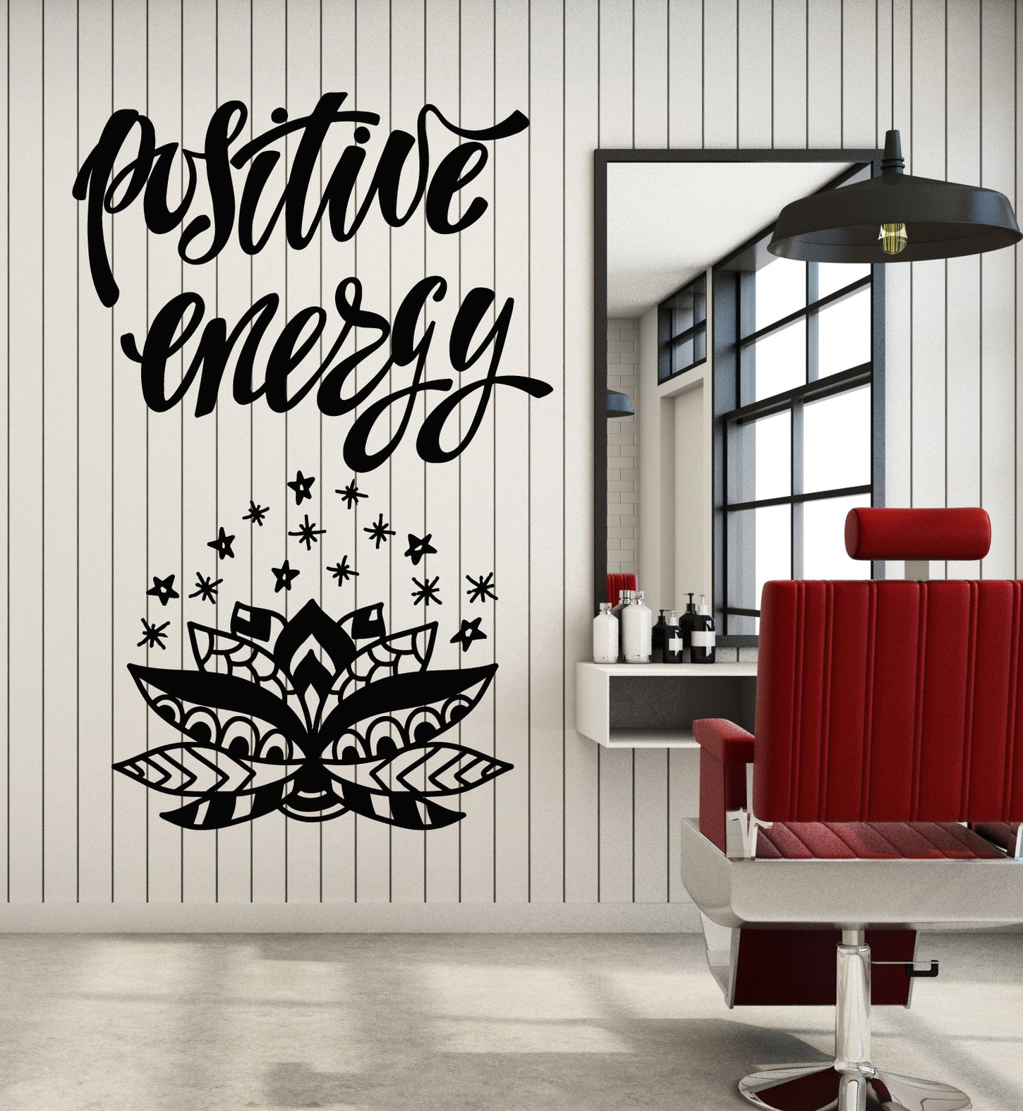 Vinyl Wall Decal Positive Energy Relax Inspiring Phrase Yoga Room Stic ...