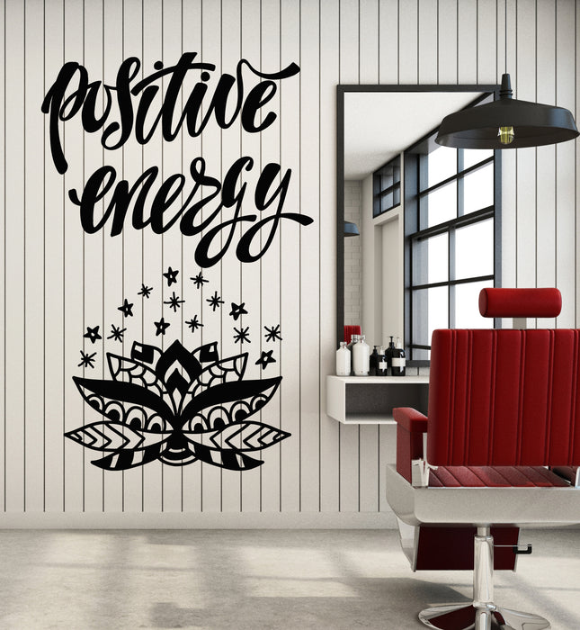 Vinyl Wall Decal Positive Energy Relax Inspiring Phrase Yoga Room Stickers Mural (g7034)