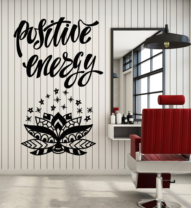 Vinyl Wall Decal Positive Energy Relax Inspiring Phrase Yoga Room Stickers Mural (g7034)