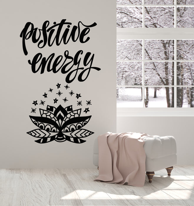 Vinyl Wall Decal Positive Energy Relax Inspiring Phrase Yoga Room Stickers Mural (g7034)