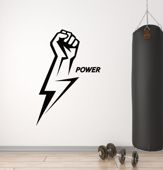 Vinyl Wall Decal Power Lightning Sport Athlete Powerlifter Stickers Mural (g4070)