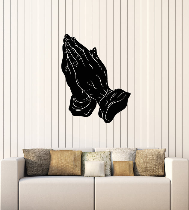 Vinyl Wall Decal Prayer Room Praying Hands Religious Symbol Stickers Mural (g1779)