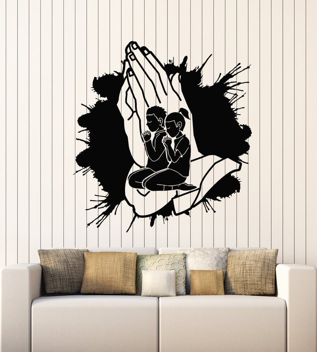 Vinyl Wall Decal Children Pray Religion Hands Prayer Room Stickers Mural (g4652)