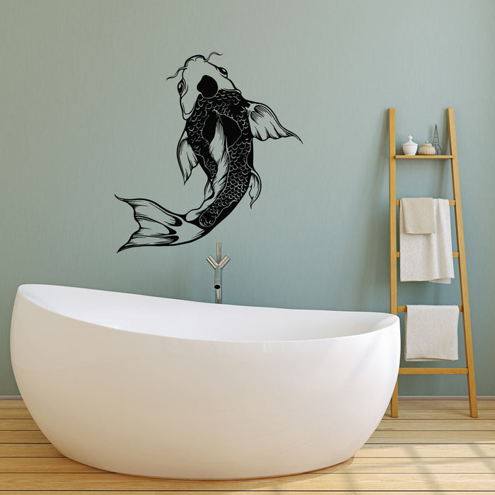 Vinyl Wall Decal Asian Style Japanese Sea Food Koi Fish Bathroom Stickers Mural (g4351)