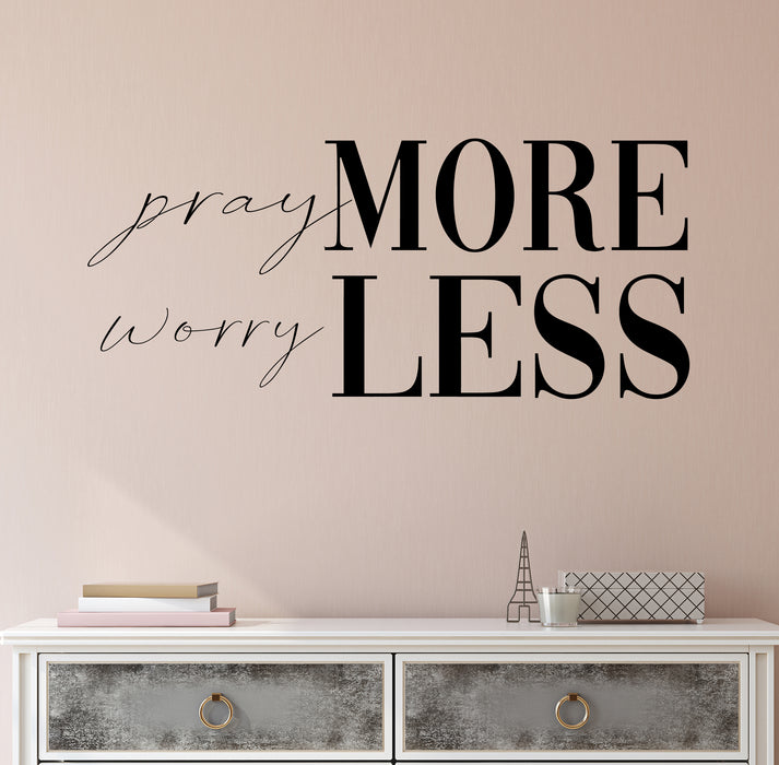 Pray More Worry Less Vinyl Wall Decal Office Decor Lettering Stickers Mural (k120)