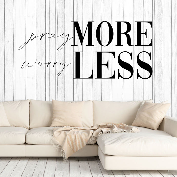 Pray More Worry Less Vinyl Wall Decal Office Decor Lettering Stickers Mural (k120)