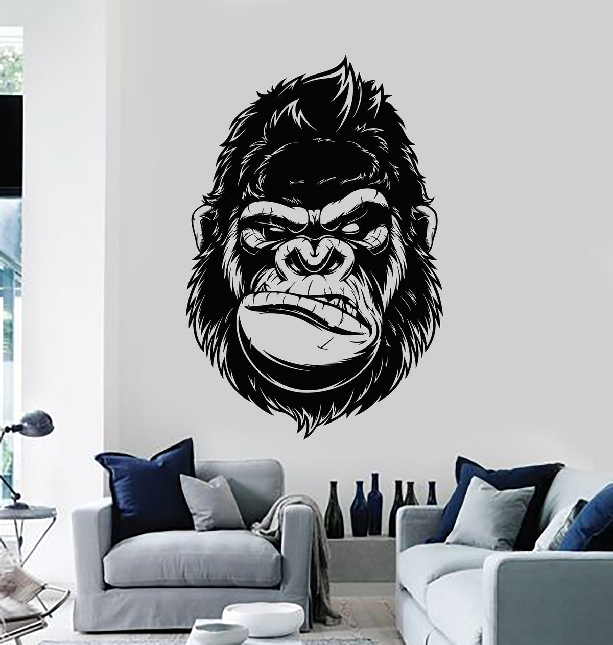 Vinyl Wall Decal Primacy Animal Predator Zoo Monkey Head Stickers Mura ...