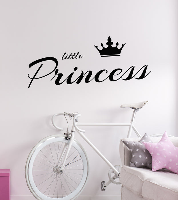 Vinyl Wall Decal Baby Room Lettering Little Princess Crown Stickers Mural (g5423)