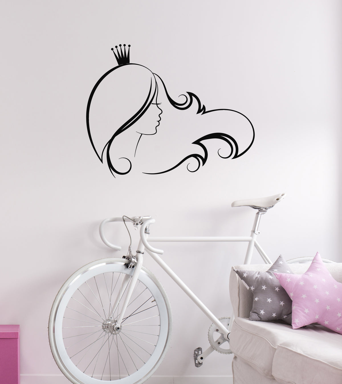 Vinyl Wall Decal Beauty Princess Crown Girl Room Interior Stickers Mur ...
