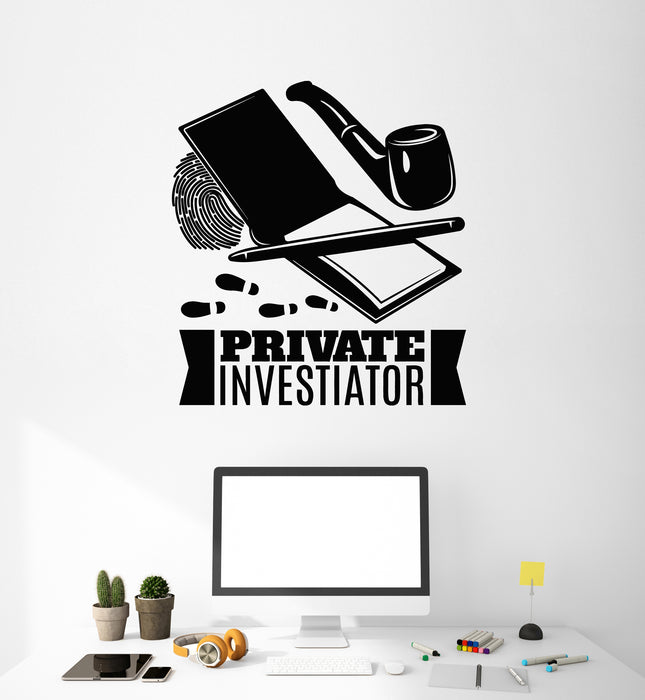 Vinyl Wall Decal Detective Private Investigator Fingerprint Sleuth Tube Stickers Mural (g3507)