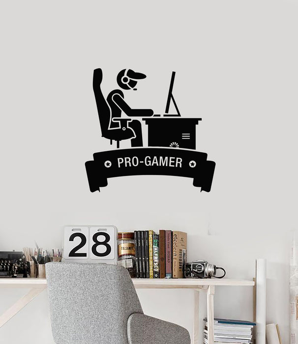Vinyl Wall Decal Pro-Gamer Video Games Room Playroom for Boys Stickers Mural (g4394)
