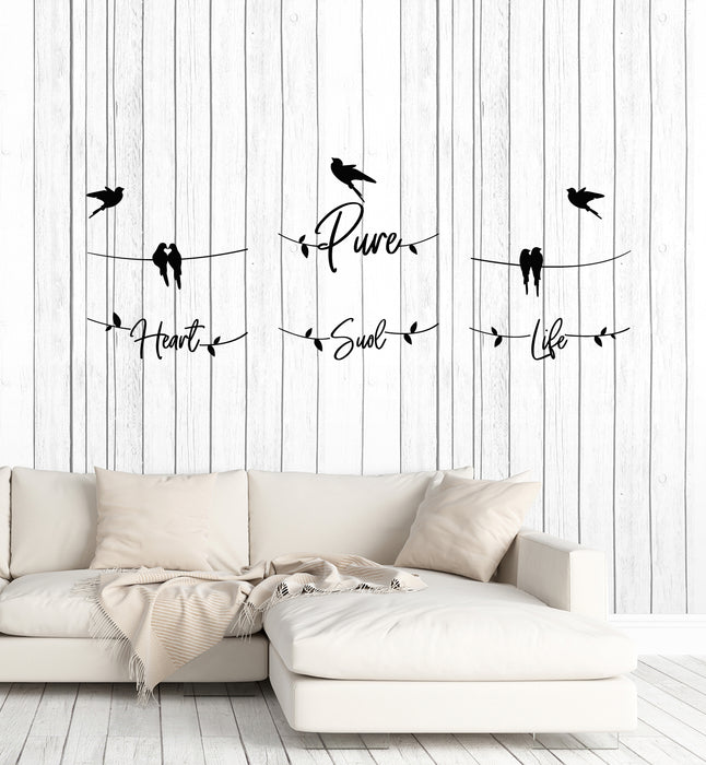 Vinyl Wall Decal Pure Heart Soul Life Birds Girl Room Interior Stickers Mural (g5472)