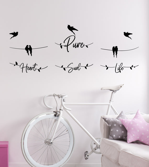 Vinyl Wall Decal Pure Heart Soul Life Birds Girl Room Interior Stickers Mural (g5472)