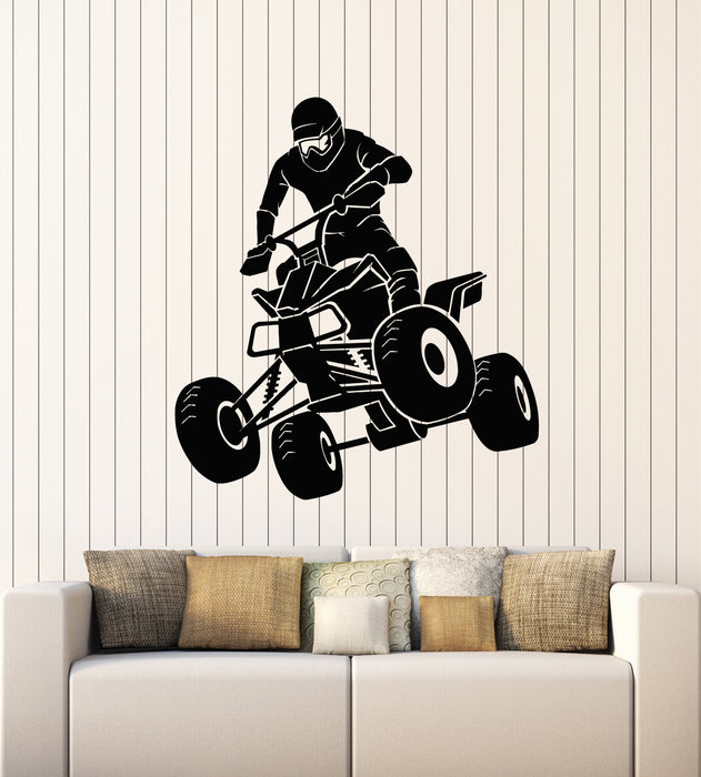 Vinyl Wall Decal Quad Bike Rider Extreme Sport ATV Speed Stickers Mural (g6235)