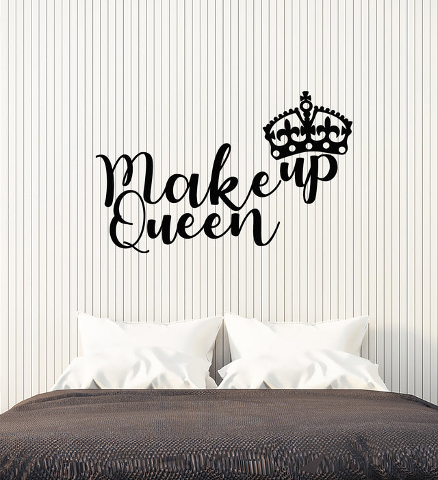 Vinyl Wall Decal Make Up Queen Crown Makeover Beauty Salon Stickers Mural (g1362)