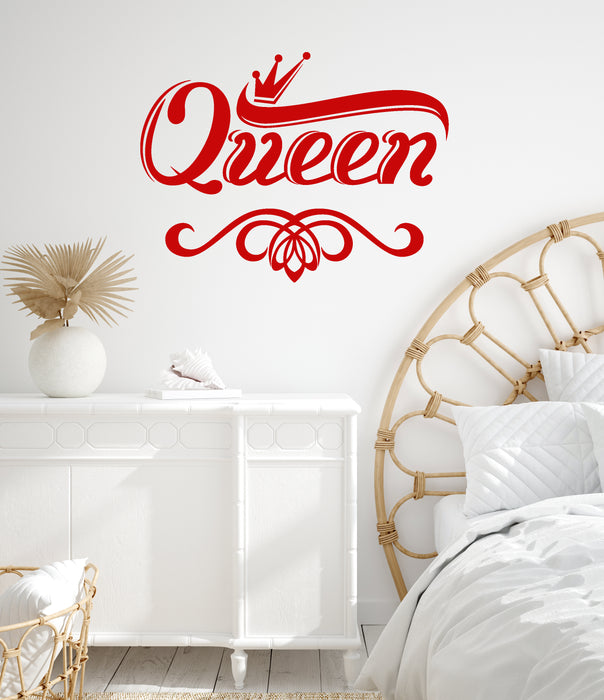 Vinyl Wall Decal Queen Word Crown Royal Girl Room Stickers Mural (ig6372)