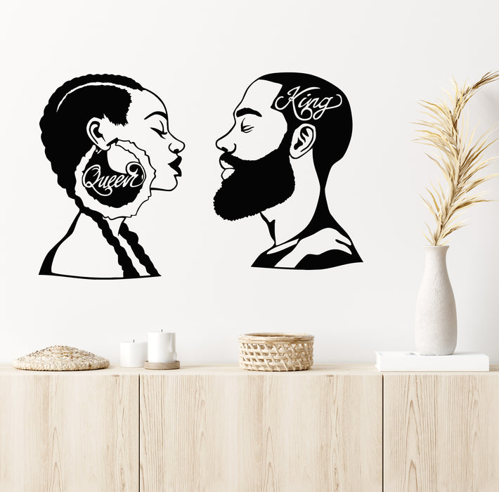 Vinyl Wall Decal Queen King Afro Style Man Woman Beauty Salon Stickers Mural (g5365)