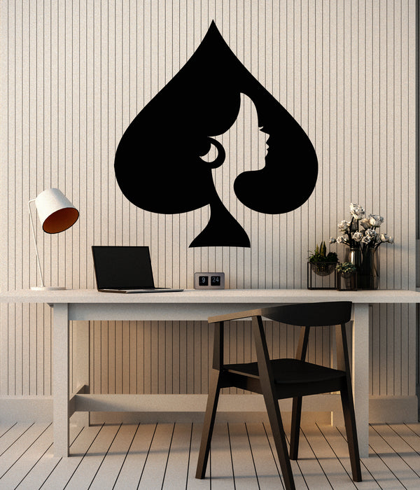 Vinyl Wall Decal Queen Of Spades Playing Cards Poker Decor Stickers Mural (g5665)