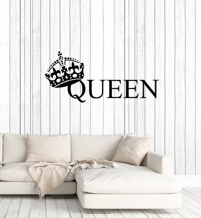 Vinyl Wall Decal Crown Queen Sign Kingdom Beauty Salon Stickers Mural (g3702)