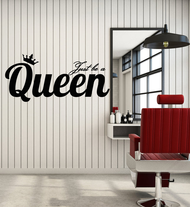 Vinyl Wall Decal Lettering Just Be Queen Beauty Salon Crown Stickers Mural (g5406)