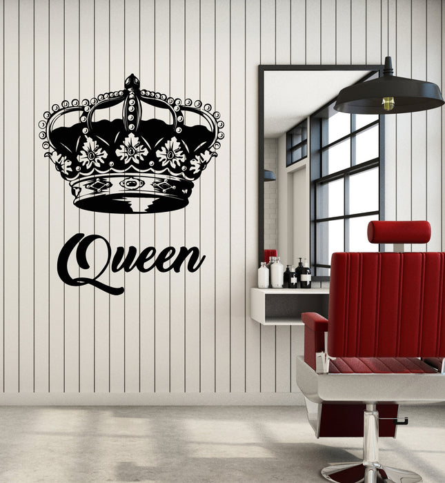 Vinyl Wall Decal Queen Crown Sign Kingdom Beauty Salon Stickers Mural (g7582)