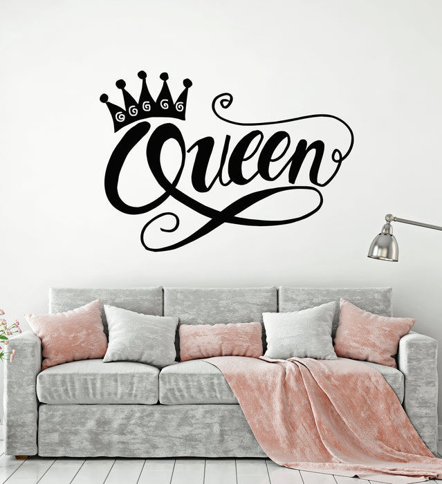 Vinyl Wall Decal Queen Crown Beauty Salon Girl Room Decoration Lettering Stickers Mural (g2938)