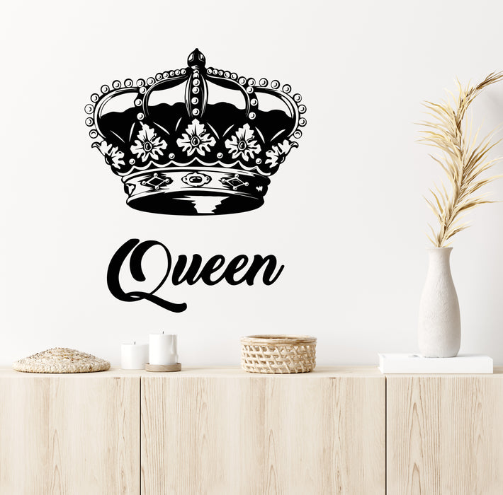 Vinyl Wall Decal Queen Crown Sign Kingdom Beauty Salon Stickers Mural (g7582)