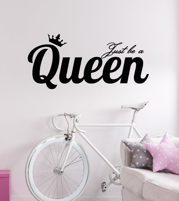Vinyl Wall Decal Lettering Just Be Queen Beauty Salon Crown Stickers Mural (g5406)