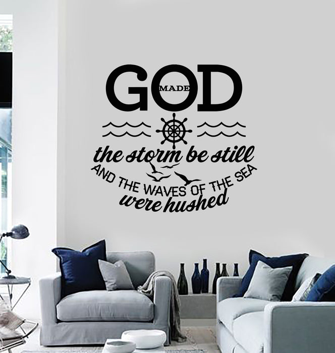 Vinyl Wall Decal Psalm Quote God Make The Storm Be Still Religion Bible Stickers Mural (g1840)