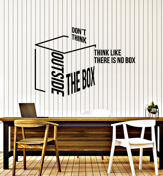 Vinyl Wall Decal Think Outside The Box  Motivation Quote Office Idea Stickers Mural (g2552)