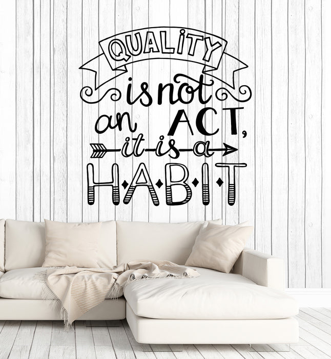 Vinyl Wall Decal Inspiring Words Lettering Word Quality Habit Stickers Mural (g2596)